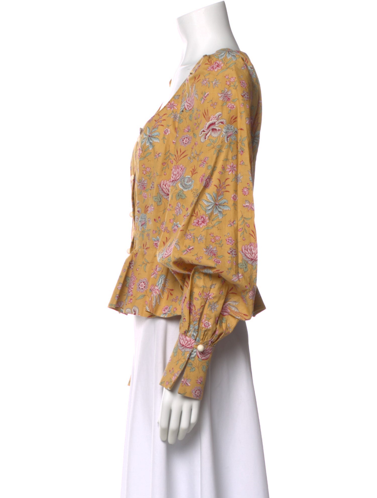 Anna Mason Floral Print Square Neckline Blouse