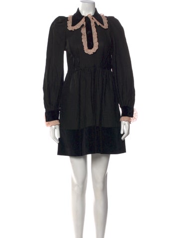 Pre-owned Anna Mason Linen Mini Dress In Black