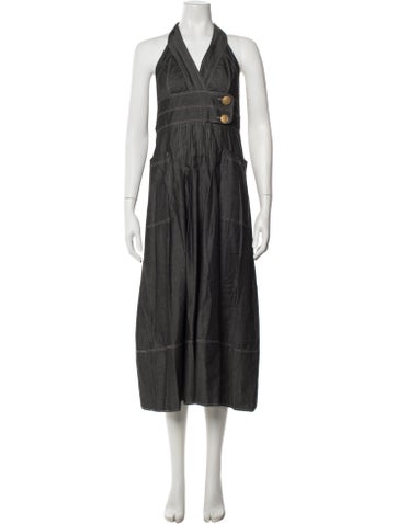 Pre-owned Anna Mason Halterneck Long Dress In Multicolor