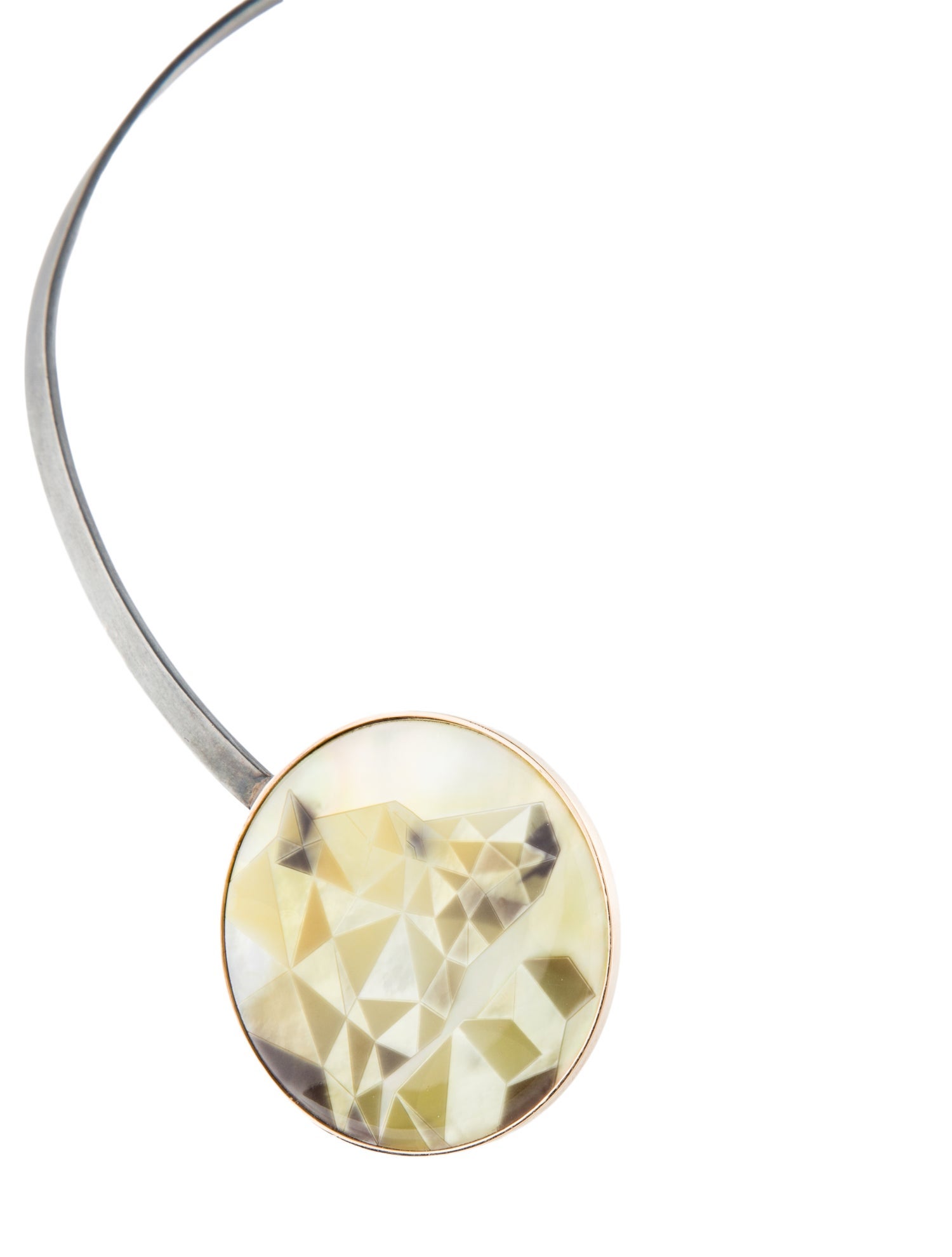 Anna Maccieri Rossi Mother of Pearl & Amber Honey Bear Collar Necklace