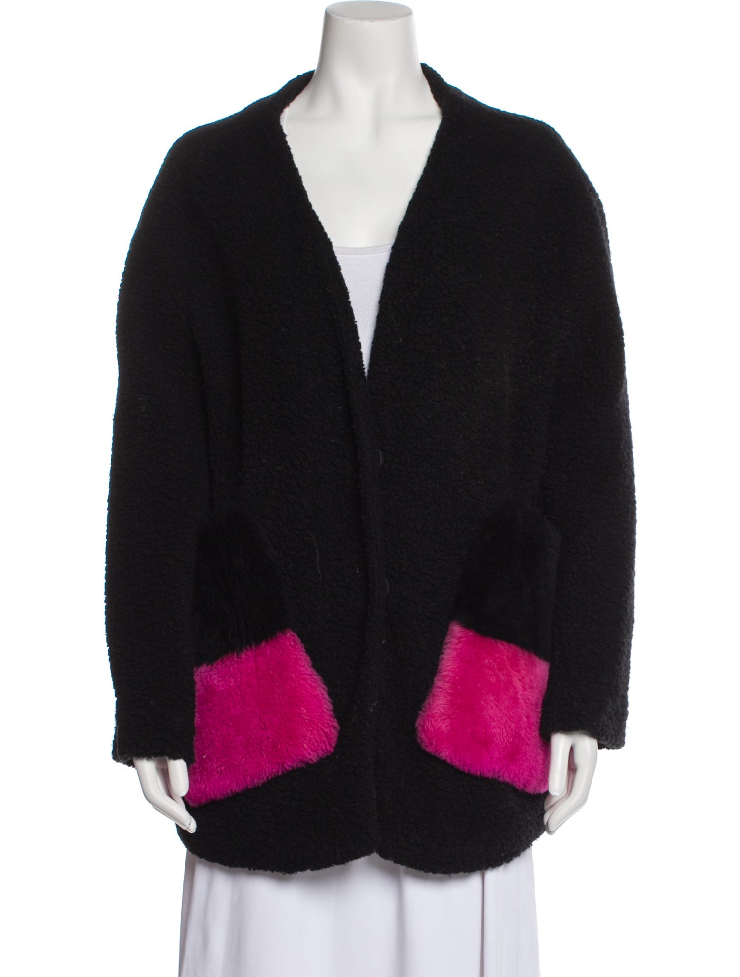 Anne Vest Wool Colorblock Pattern Fur Jacket