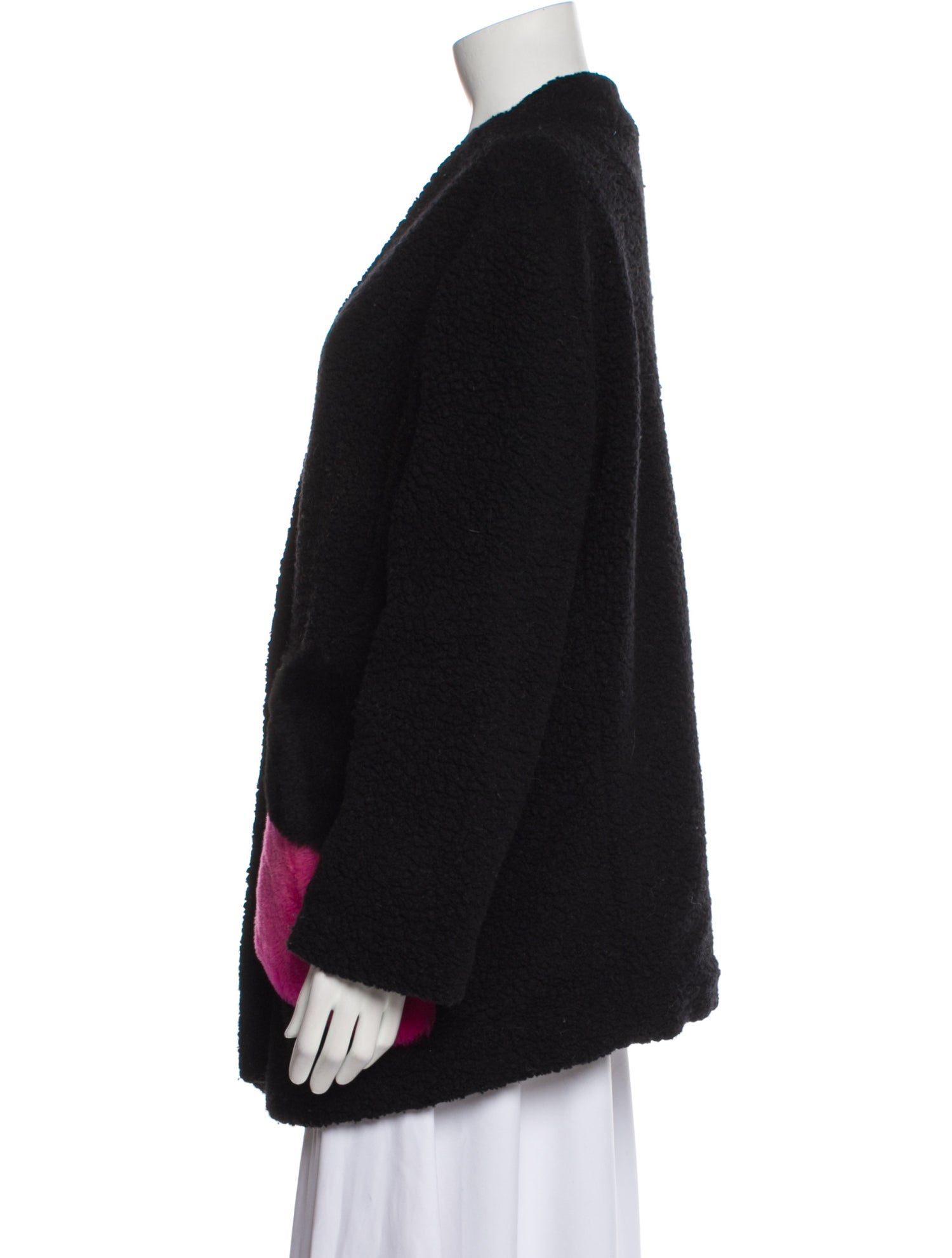 Anne Vest Wool Colorblock Pattern Fur Jacket