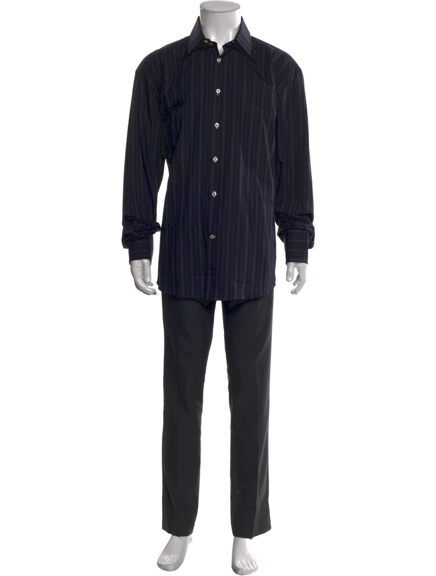 Andrea Palombini Striped Long Sleeve Dress Shirt