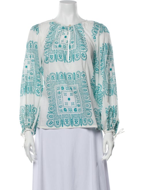 Antik Batik Printed Scoop Neck Blouse White