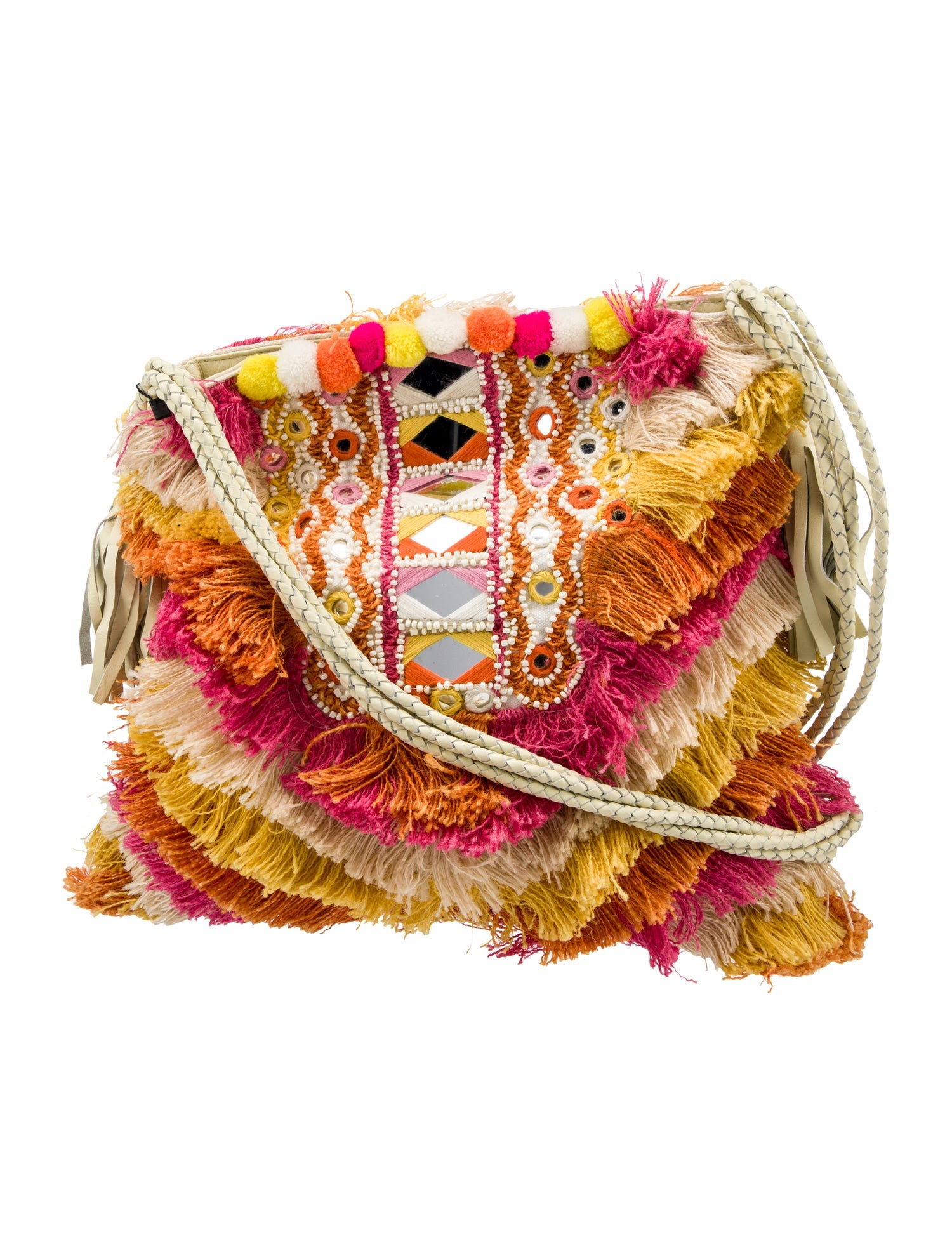 Antik Batik Beaded Fringe Shoulder Bag Neutrals Shoulder Bags