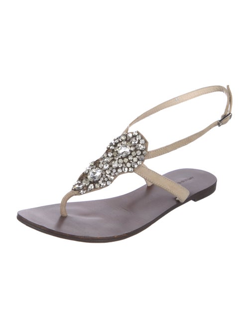 Antik Batik Suede Crystal Embellishments T-Strap Sandals