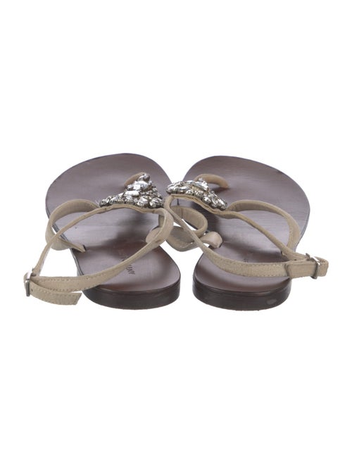 Antik Batik Suede Crystal Embellishments T-Strap Sandals