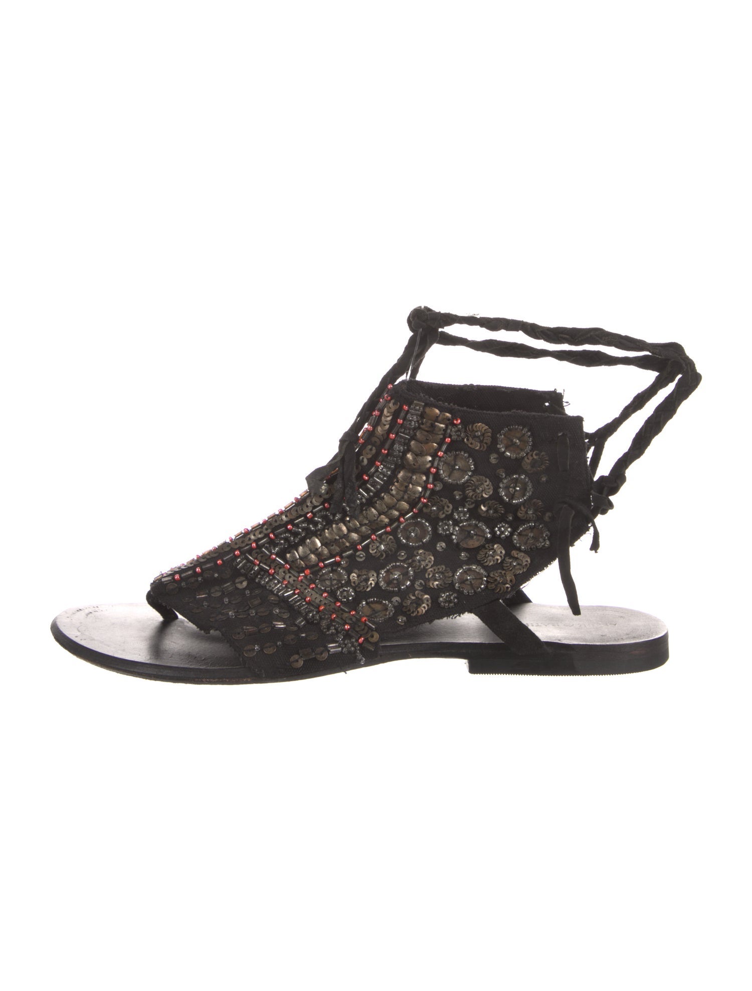 Antik Batik Canvas Sequin Embellishments Gladiator Sandals