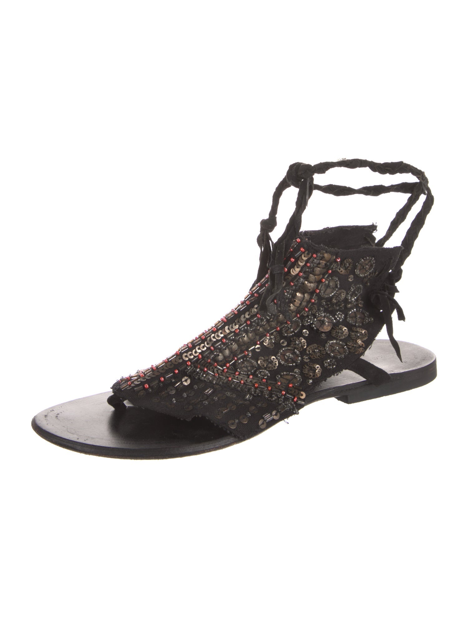 Antik Batik Canvas Sequin Embellishments Gladiator Sandals