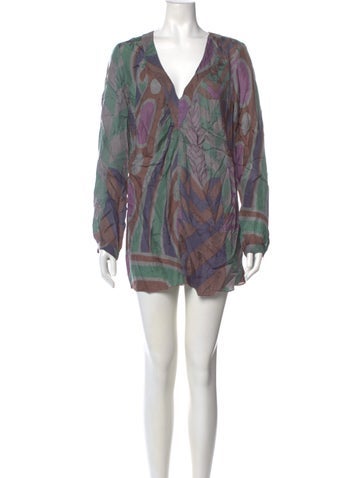 Pre-owned Antik Batik Silk Mini Dress In Green