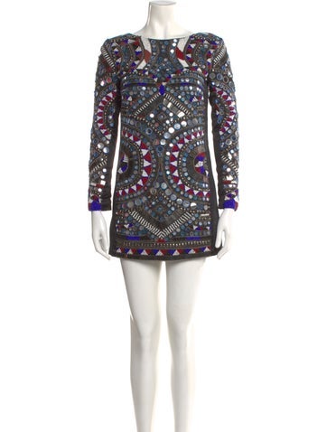 Pre-owned Antik Batik Silk Mini Dress In Black