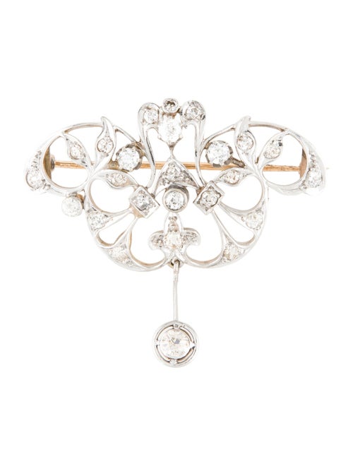 Antique 1.75ctw Diamond Scroll Brooch