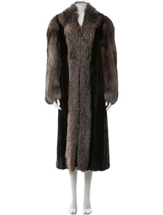 Antonovich Fur Colorblock Pattern Fur Coat