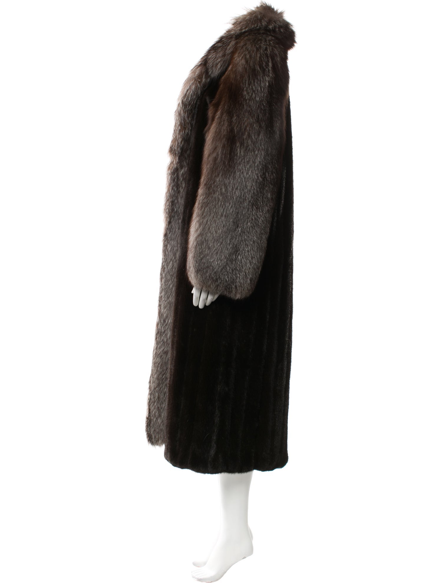 Antonovich Fur Colorblock Pattern Fur Coat