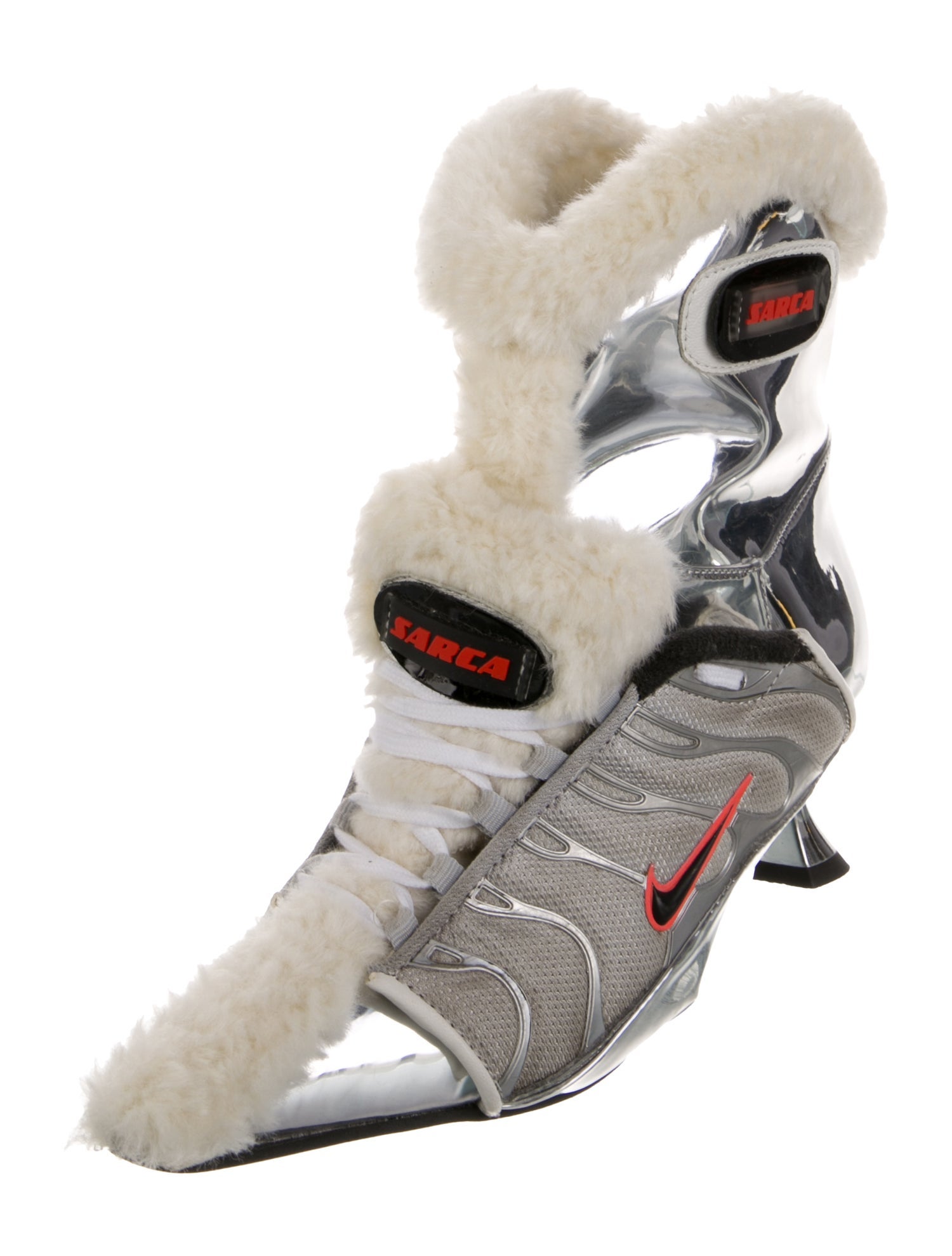 Ancuta Sarca Patent Leather Patterned Lace-Up Boots