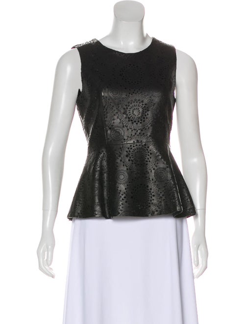 Anveglosa Leather Peplum Top Black