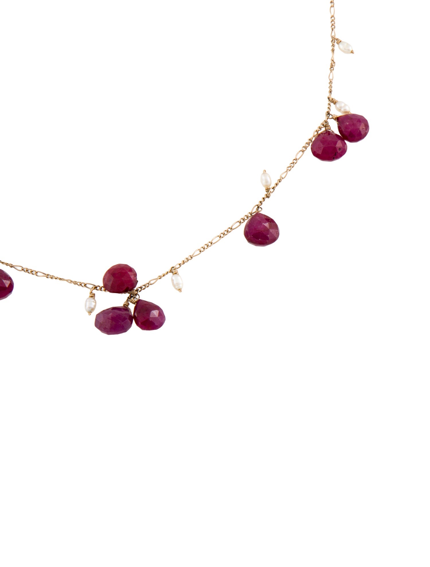 Anzie Dyed Ruby & Pearl Station Collar Necklace