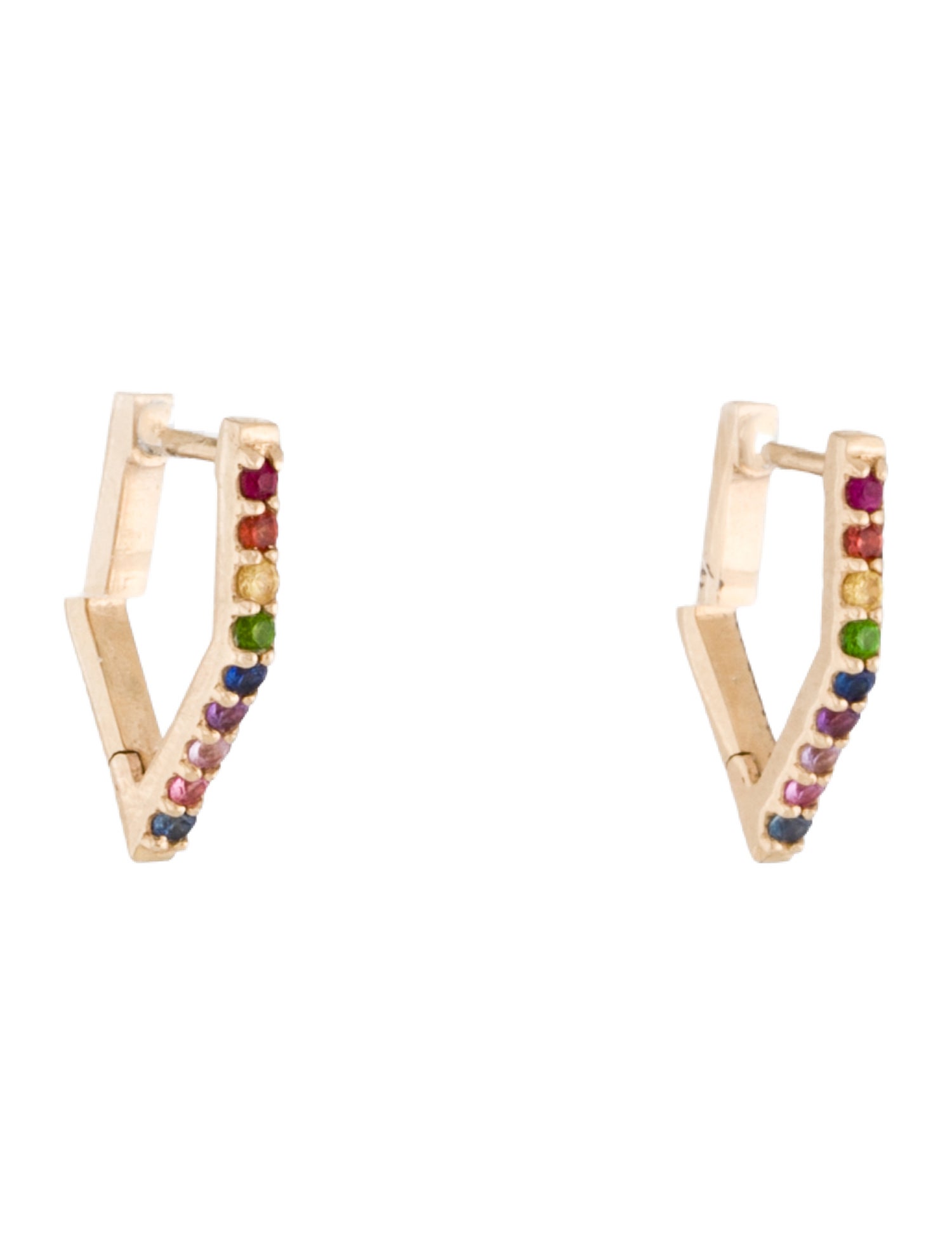 Anzie 14K Multi-Stone Cléo Geometric Rainbow Huggie Earrings