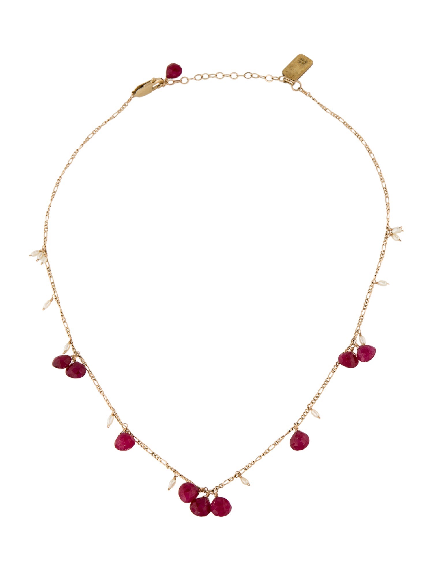 Anzie Pearl & Ruby Station Necklace