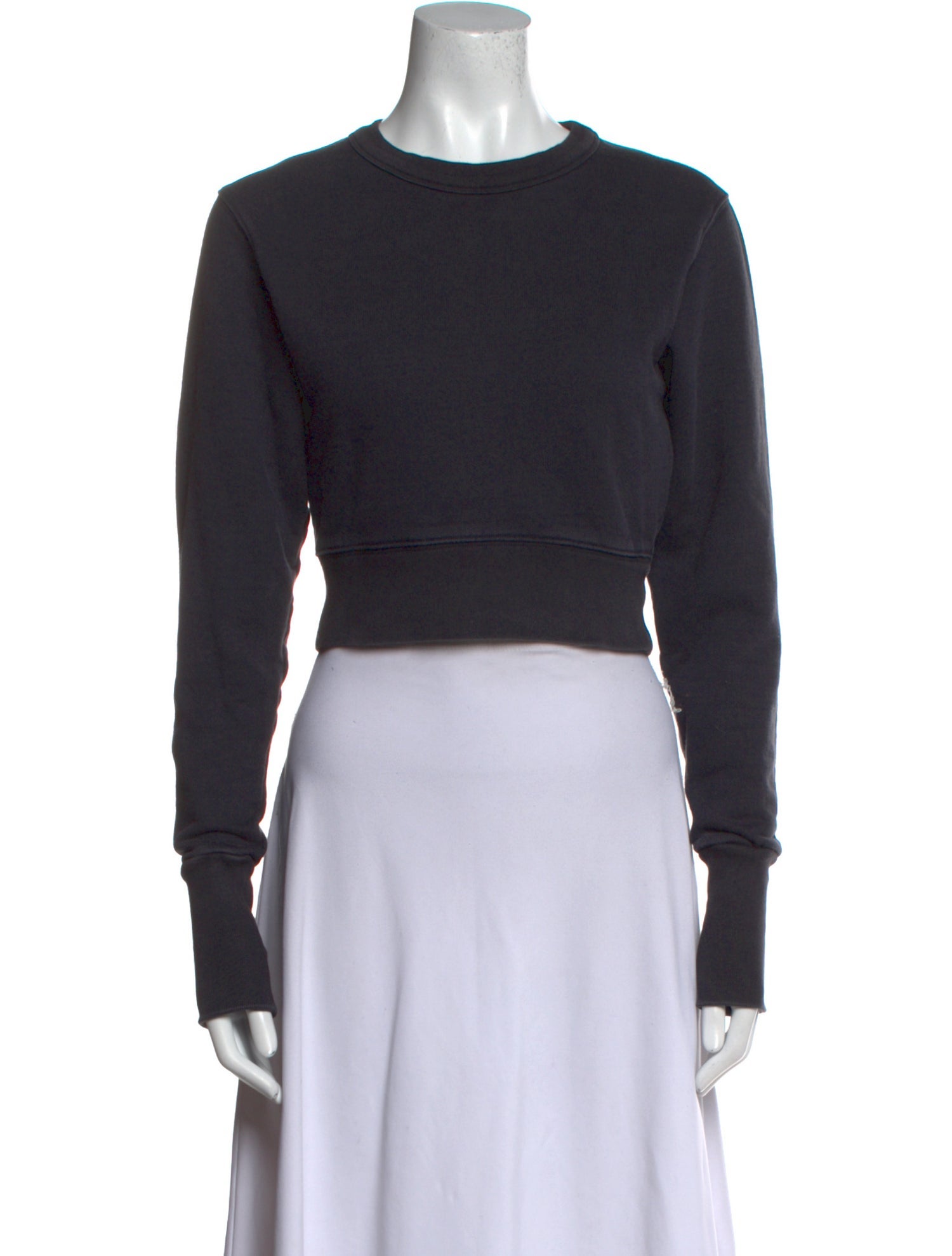 A_PLAN_APPLICATION Crew Neck Long Sleeve Crop Top