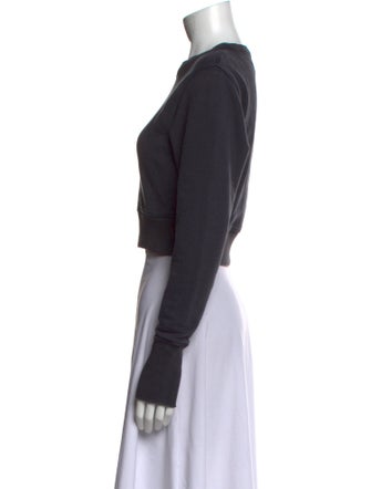 A_PLAN_APPLICATION Crew Neck Long Sleeve Crop Top