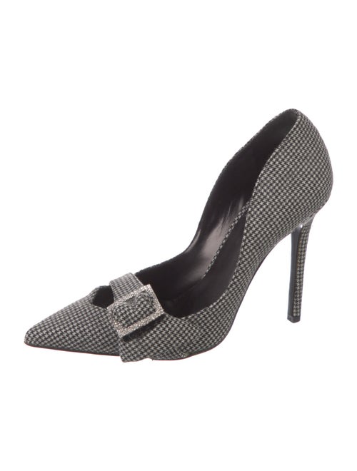 Aperlai Canvas Houndstooth Print D'Orsay Pumps