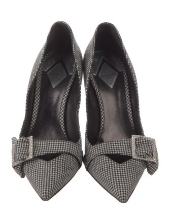 Aperlai Canvas Houndstooth Print D'Orsay Pumps
