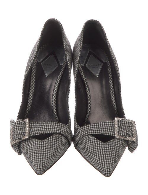 Aperlai Canvas Houndstooth Print D'Orsay Pumps