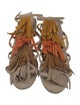Aperlai Suede Fringe Trim Accent Gladiator Sandals
