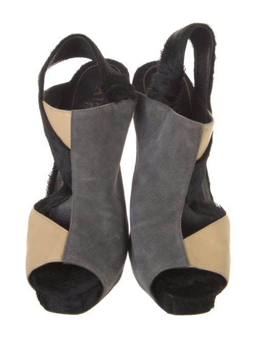 Aperlai Ponyhair Colorblock Pattern Slingback Pumps