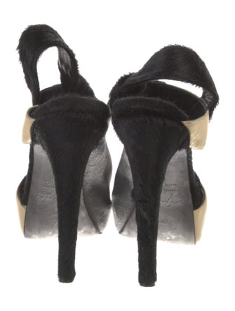 Aperlai Ponyhair Colorblock Pattern Slingback Pumps