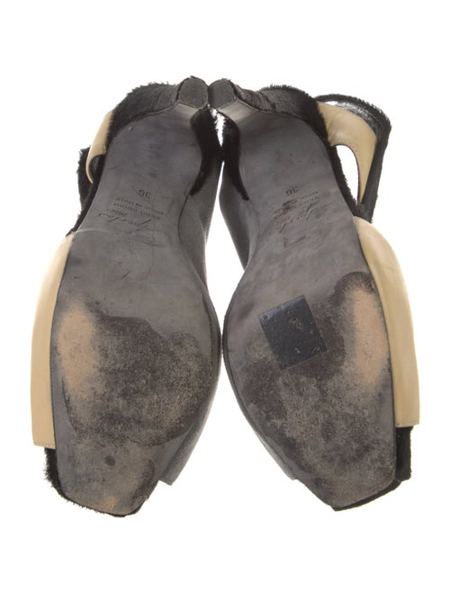 Aperlai Ponyhair Colorblock Pattern Slingback Pumps