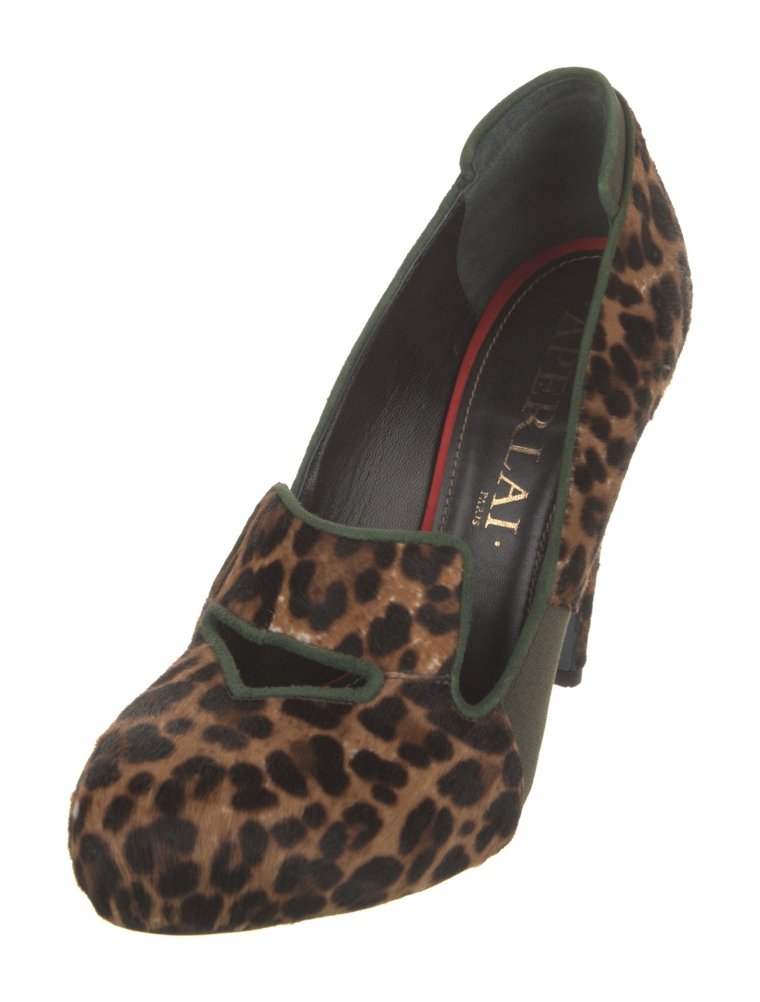 Aperlai Calf Hair Animal Print Pumps