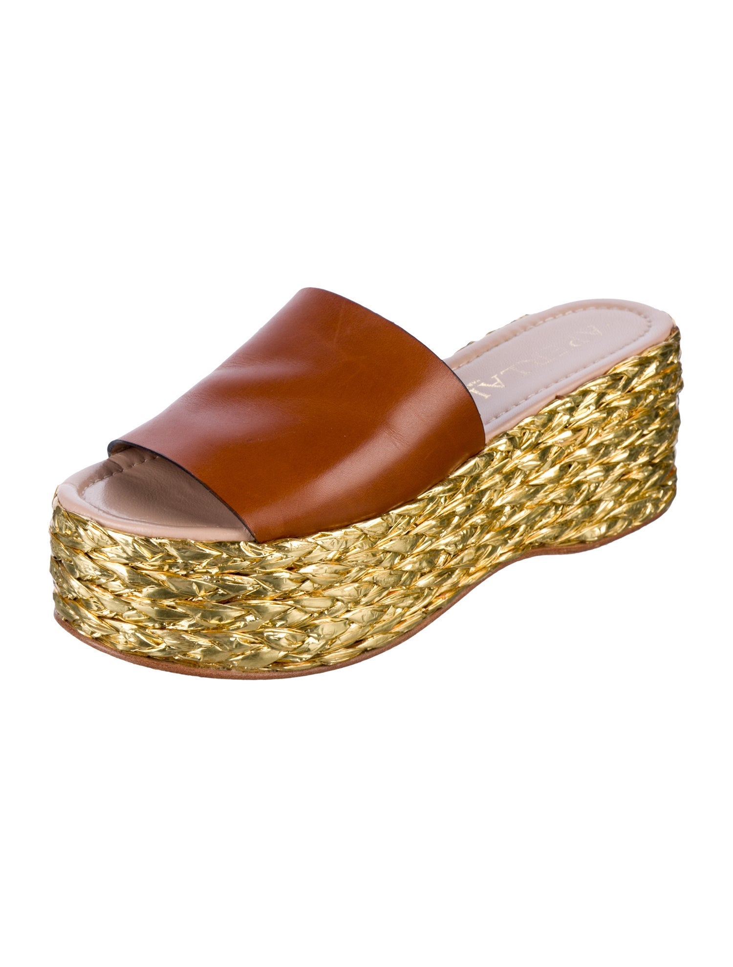 Aperlai Leather Braided Accents Slides