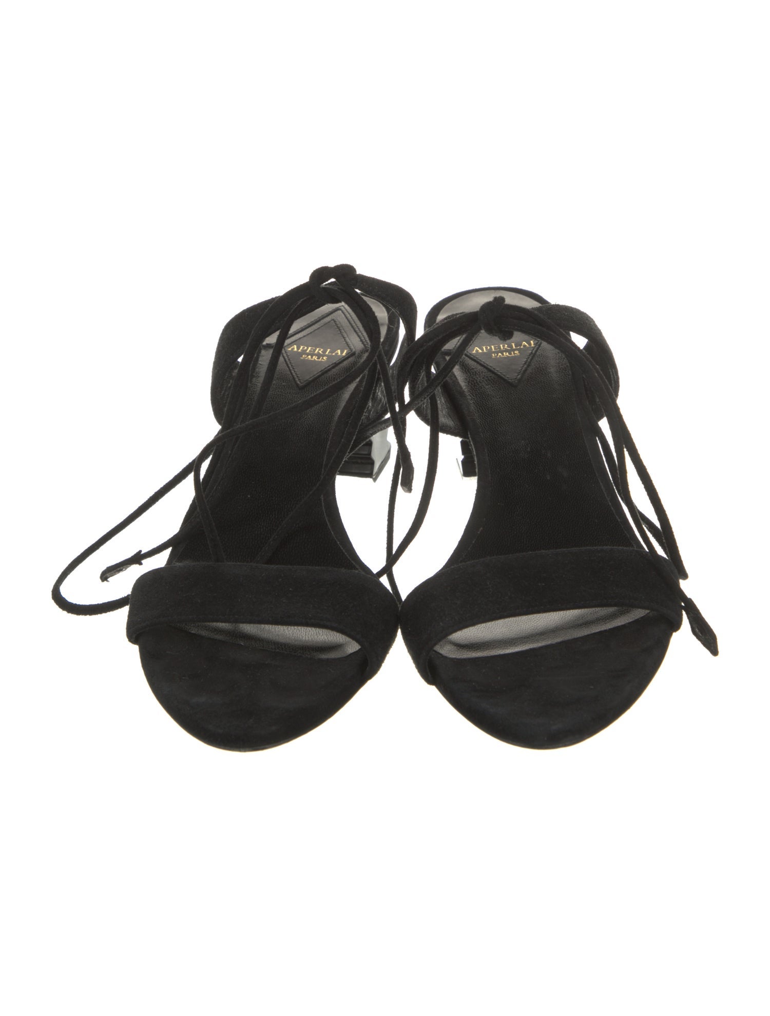 Aperlai Suede Leather Trim Embellishment Slides