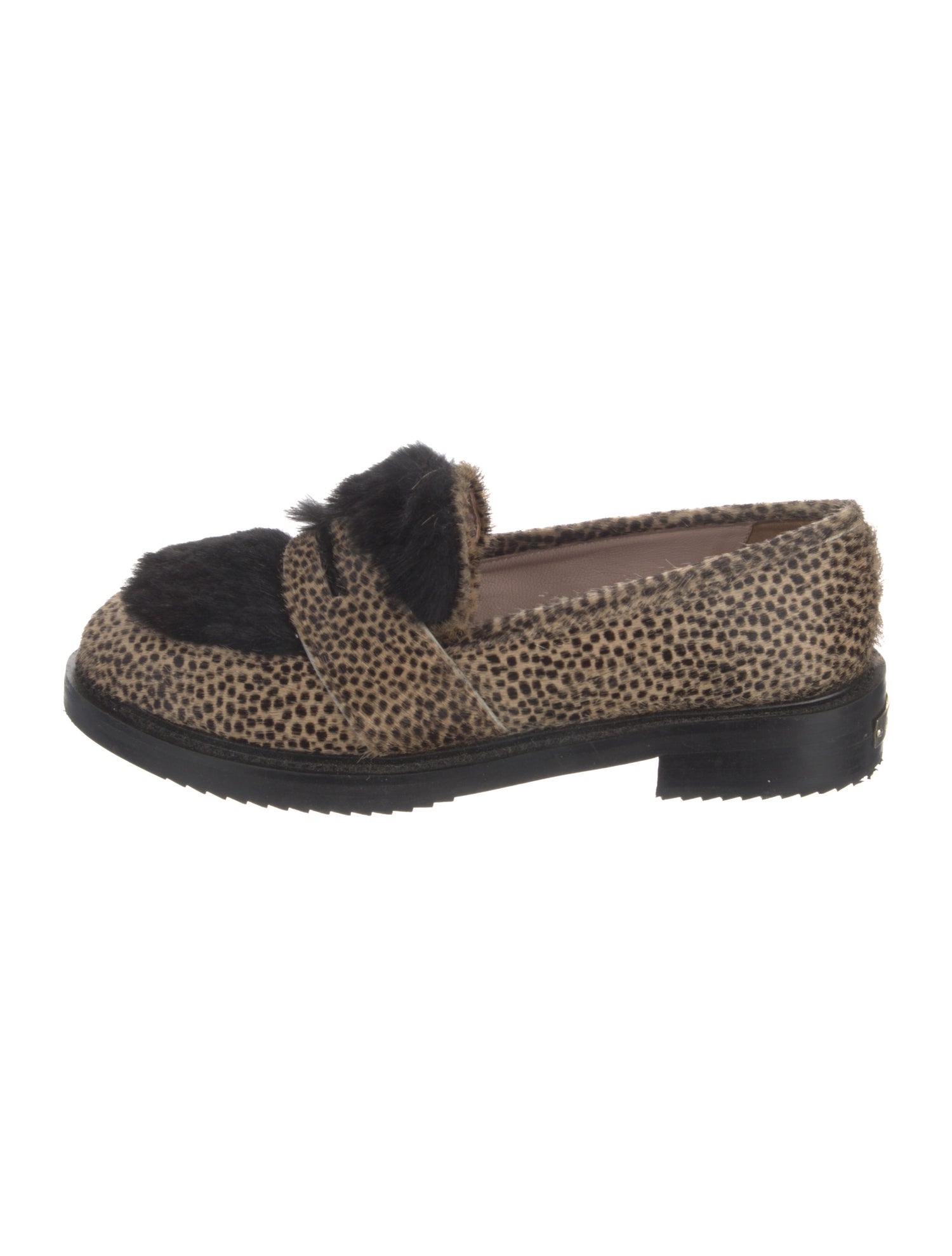 Aperlai Ponyhair Animal Print Loafers