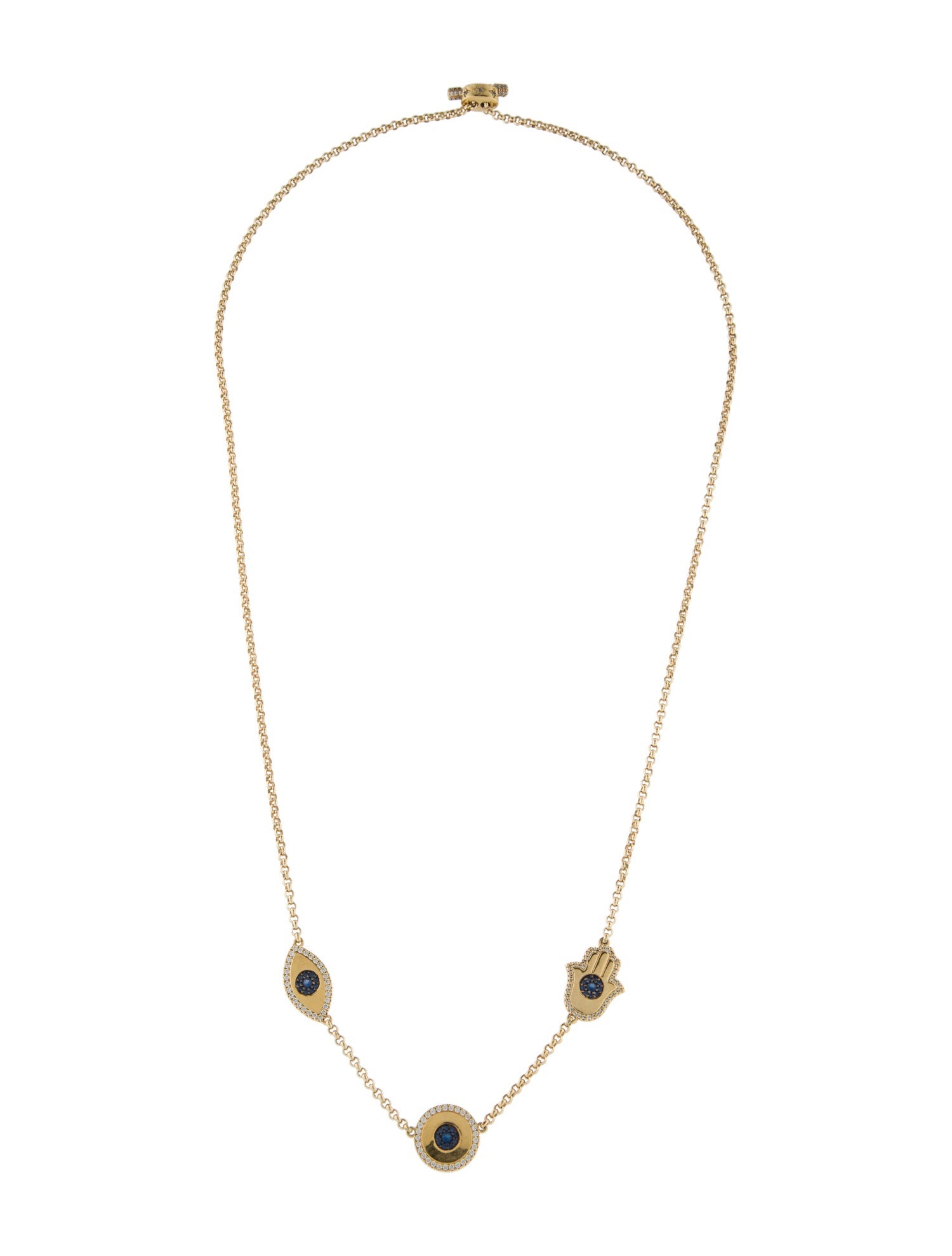 APM Monaco Lucky Eye & Hamsa Adjustable Station Necklace