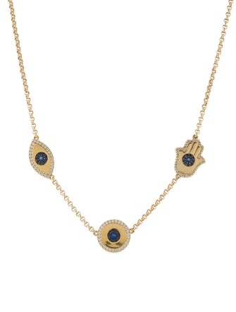APM Monaco Lucky Eye & Hamsa Adjustable Station Necklace