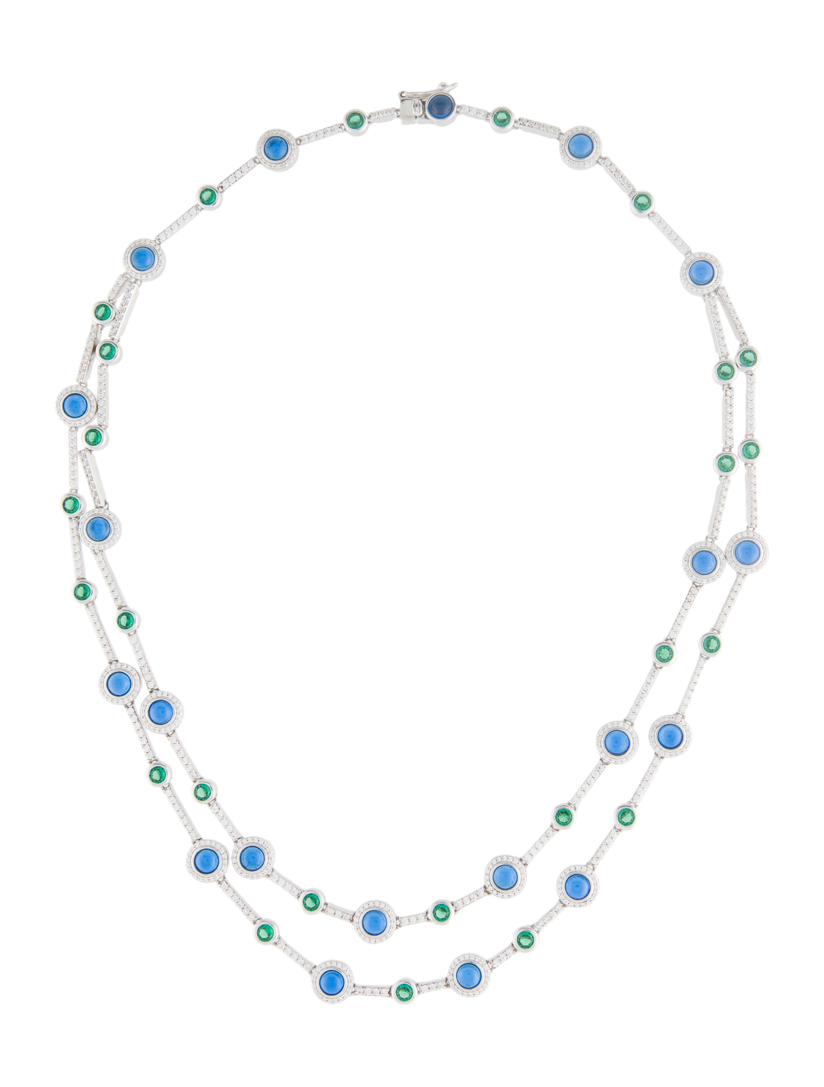 APM Monaco Synthetic Emerald, Synthetic Spinel & Cubic Zirconia Layered Necklace