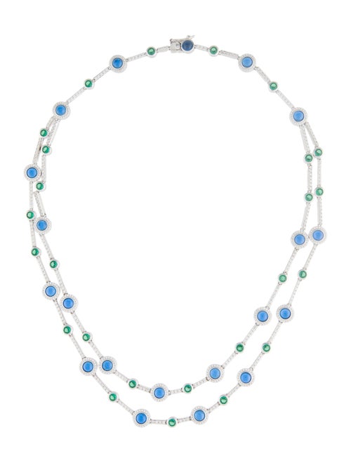 APM Monaco Synthetic Emerald, Synthetic Spinel & Cubic Zirconia Layered Necklace