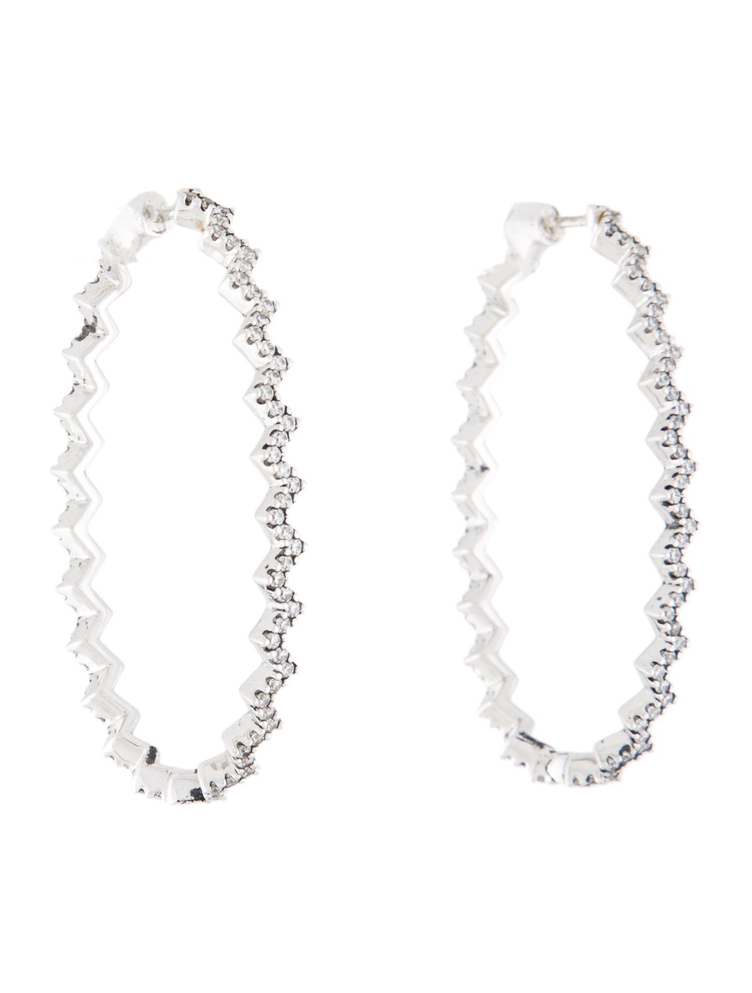 APM Monaco Cubic Zirconia Wavy Oval Hoop Earrings