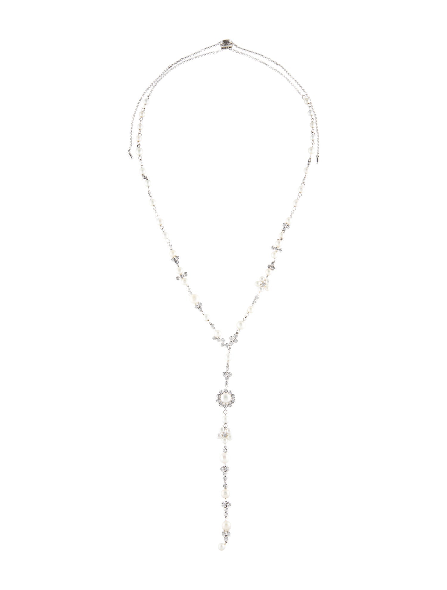 APM Monaco Pearl & Crystal Lavalier Necklace