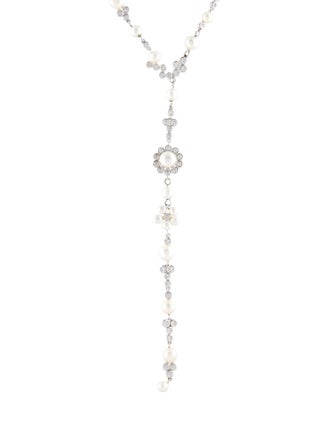 APM Monaco Pearl & Crystal Lavalier Necklace