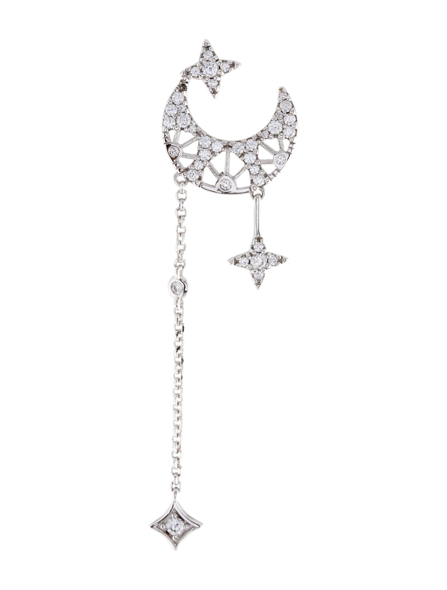 APM Monaco Cubic Zirconia Moon Single Drop Earring