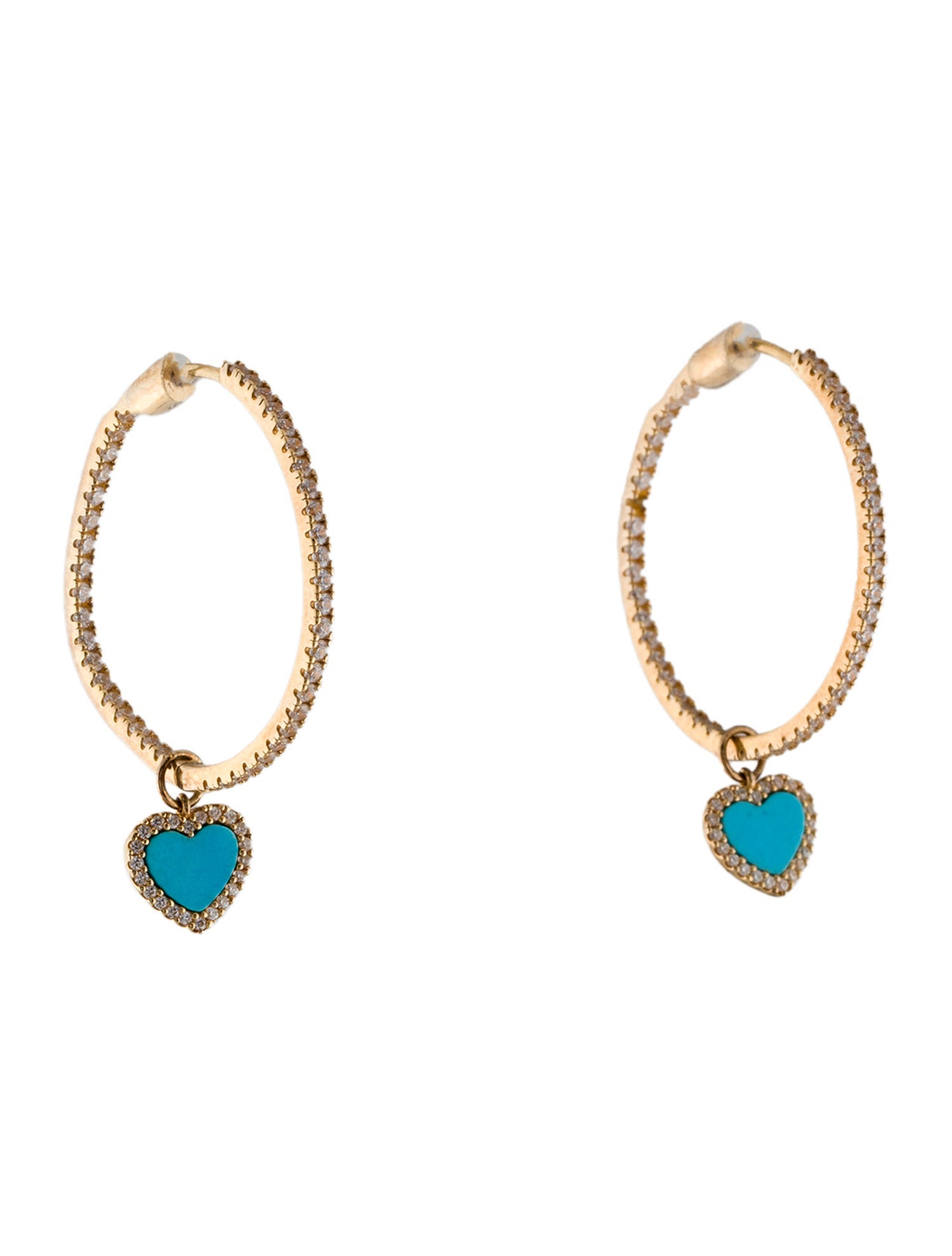 APM Monaco Cubic Zirconia Heart Hoop Earrings