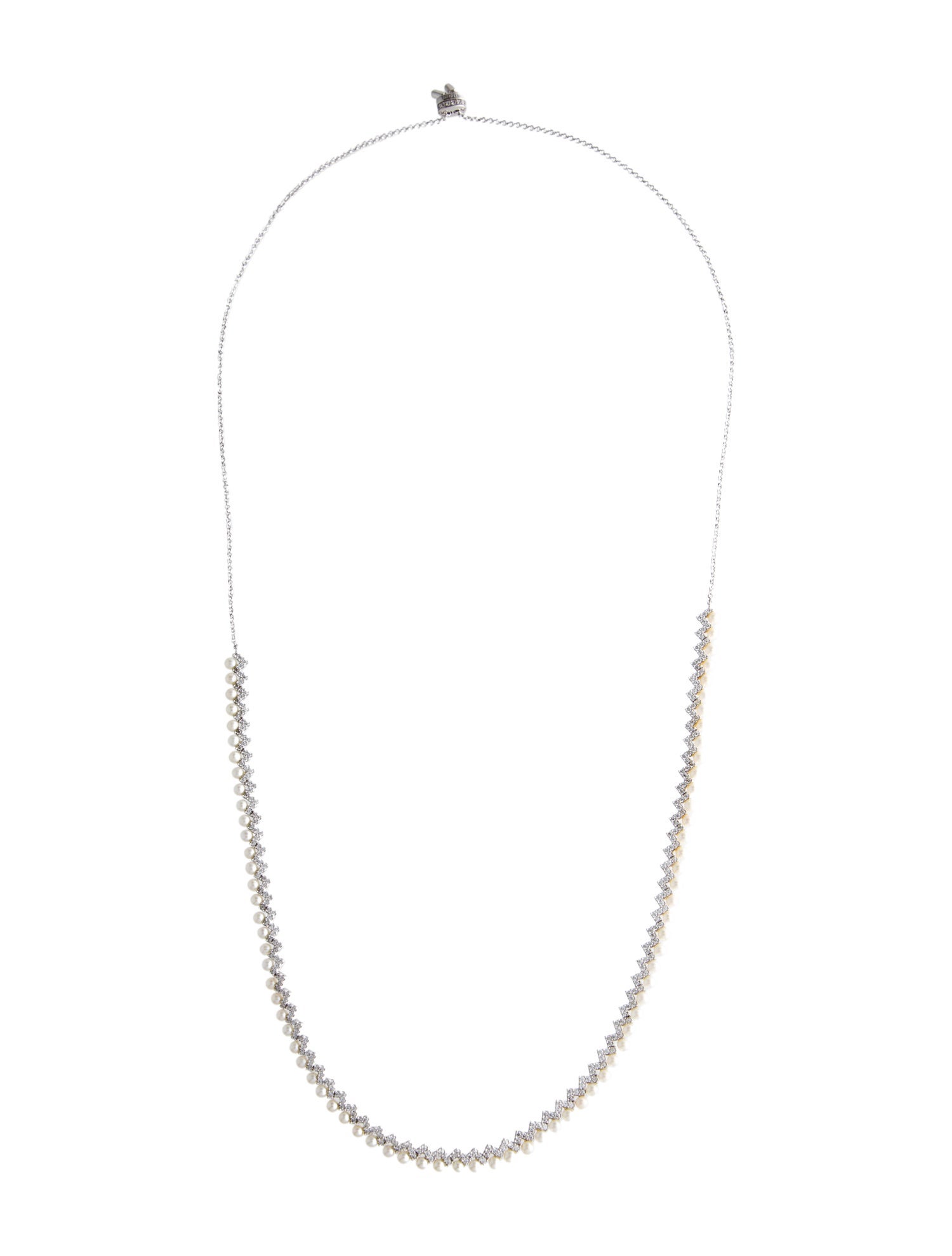 APM Monaco Pearl & Cubic Zirconia Up and Down Adjustable Necklace