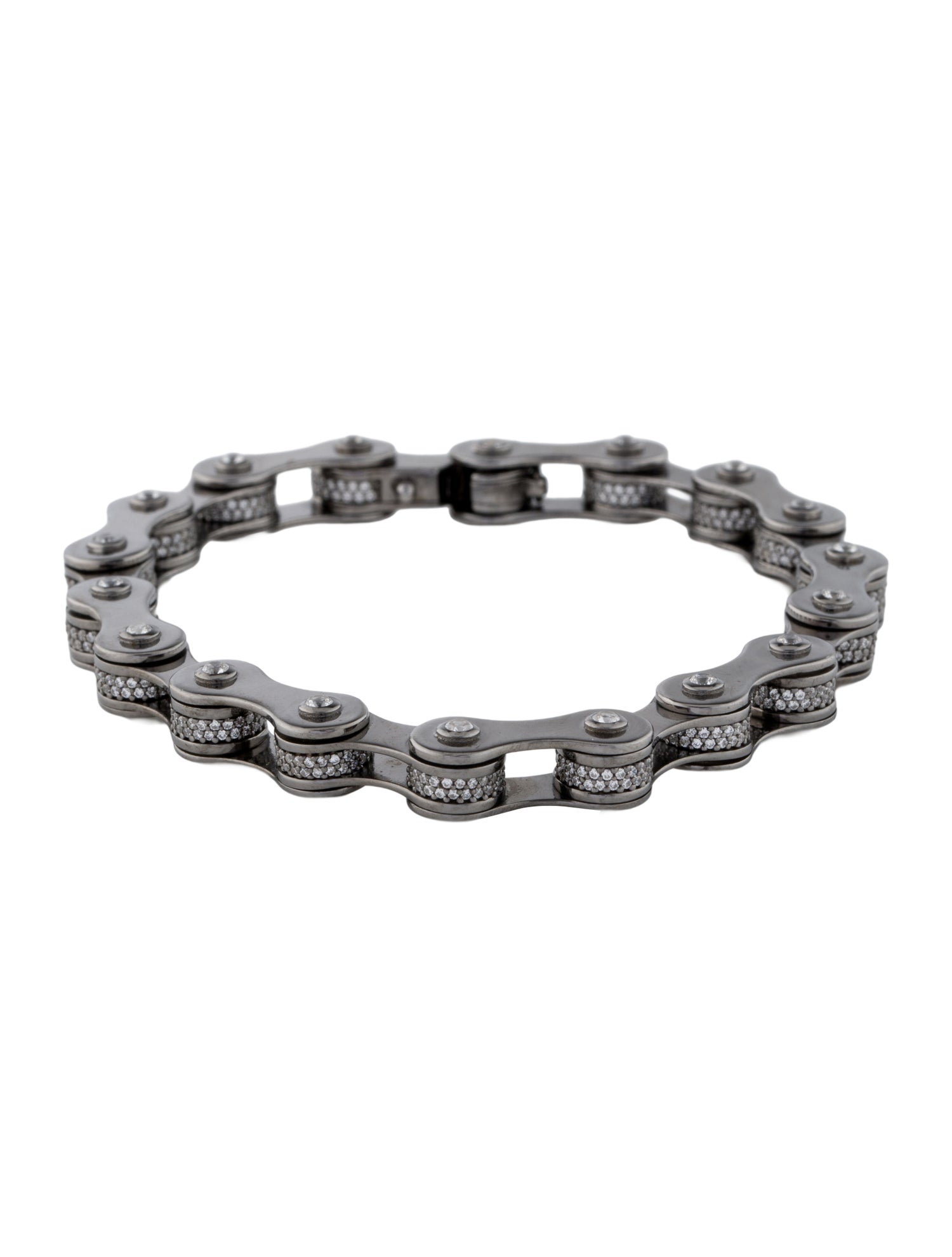 APM Monaco Cubic Zirconia Biker Chain Link Bracelet