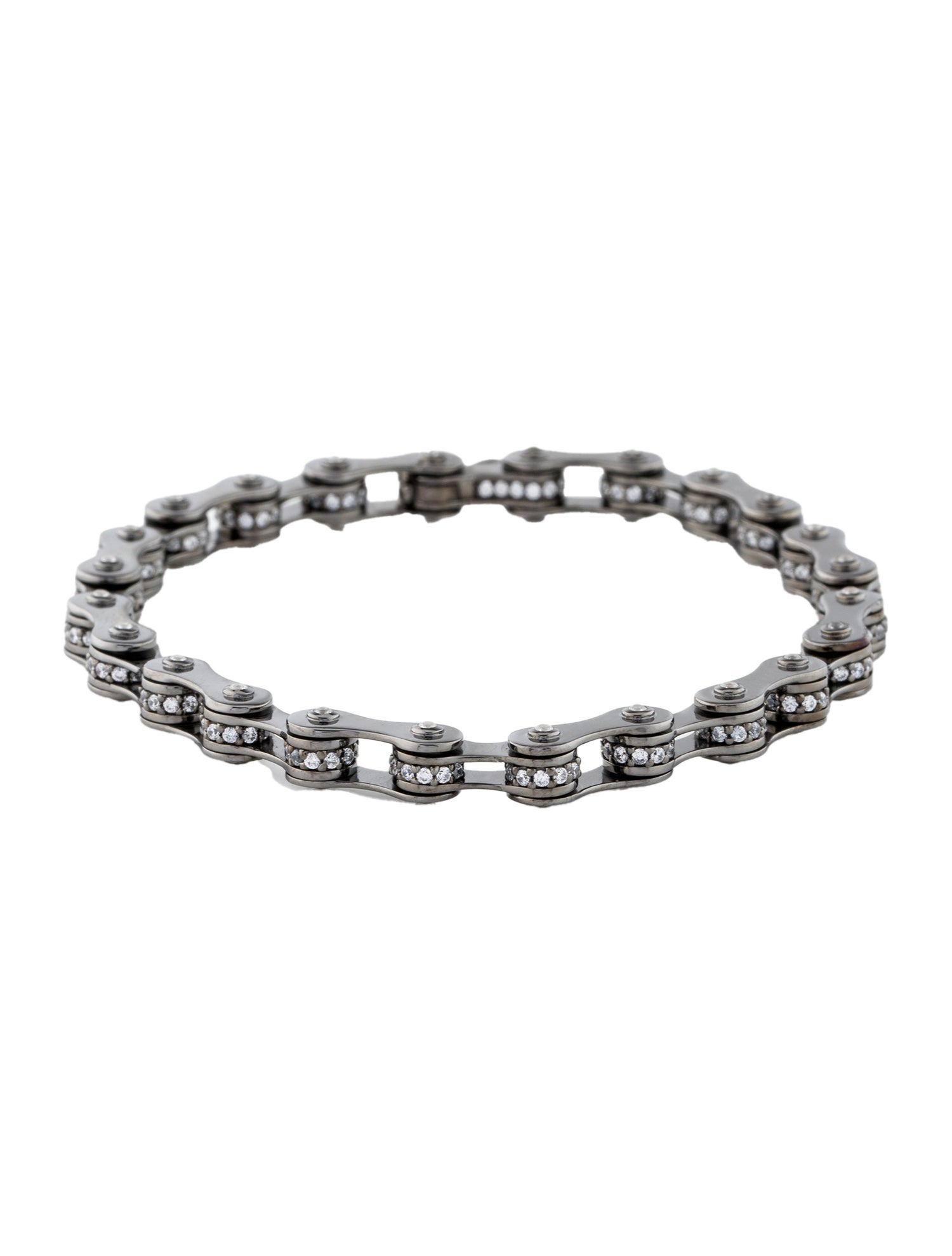 APM Monaco Cubic Zirconia Biker Chain Link Bracelet