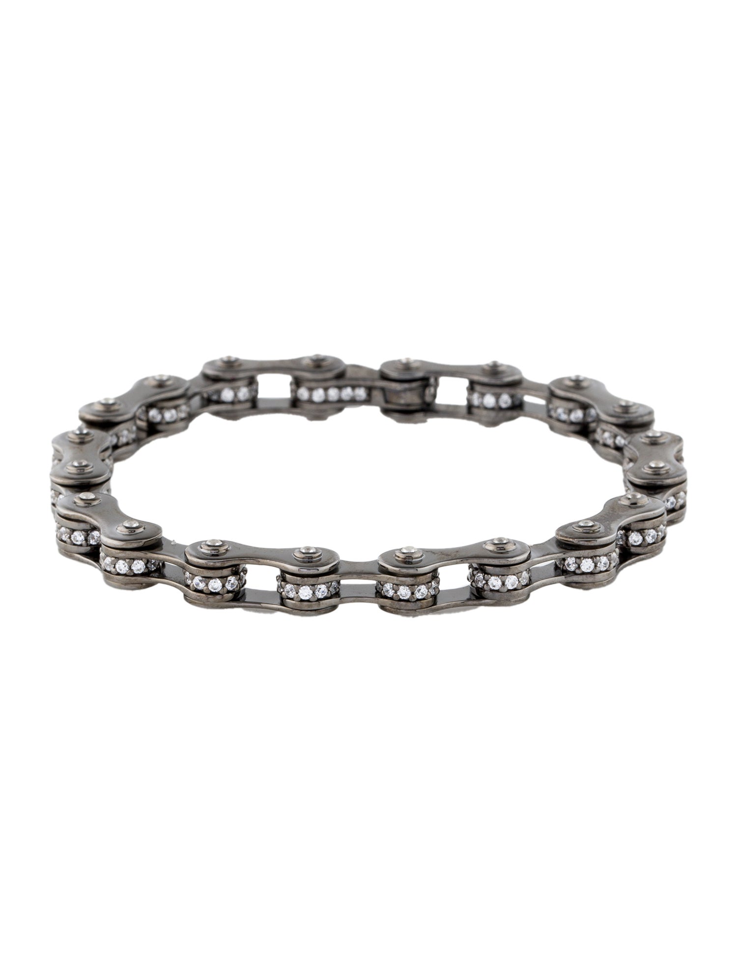 APM Monaco Cubic Zirconia Biker Chain Link Bracelet