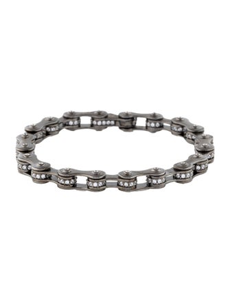 APM Monaco Cubic Zirconia Biker Chain Link Bracelet